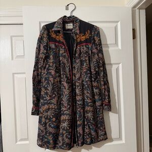 Anthropology Holding Horses Floral Embroidered Buttoned Dress